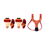 Spinning Tops/Lattu (Pack of 2) & Catapult/Gulel Combo Set | Wooden Toys | Collectible | Festive Gift for Kids