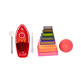 Steam Toy Boat & Seven Stones/Lagori Combo | Wooden & Tin Toys | Collectible | Festival Gift Pack For Kids