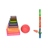 Seven Stones/Lagori Game & Gilli Danda Combo | Pittu & Viti Dandu Wooden Toys | 8 Years + |  Festival Gift Pack For Kids
