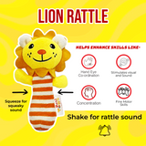 Desi Toys Infant Fun Combo-Plush Sound Rattles , Colourful Soft Toy Ball & Early learning Flash Card set of Alphabets, Numbers, Colours and Shapes