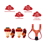 Spinning Tops/Lattu (Pack of 2) & Catapult/Gulel Combo Set | Wooden Toys | Collectible | Festive Gift for Kids
