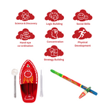 Steam Toy Boat & Gilli Danda Combo | Wooden & Tin Toy | Collectible | Festival Gift Set For Kids