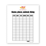 Cutout Play Game - Name, Place, Animal, Thing - Activity Sheet