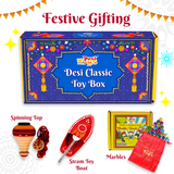 (Combo of 3) Classic Vintage Toys Festival Gift Box | Wooden Tin Toys Gift Set | Collectible Return Gifts For Kids