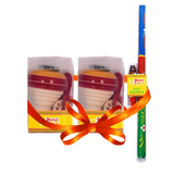 Spinning Tops/Lattu PO2 & Gilli Danda Combo | Viti Dandu & Bhawara Wooden Toys | 8 Years + |  Festival Gift Pack For Kids