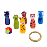 2 in 1 Bowling Cum Ring Toss Game - Jungle Bowling Game | Wooden Toys | 3 Years +