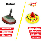 (Set of 3) Tin Spinning Tops | Spinner Tin Toy | 4+ Years | Festival Gift | Ideal Return Gift Pack For Kids