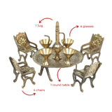 Brass Miniature Table Chair pretend play set/Pital Raja Set, Collectible