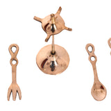 Brass Miniature Spoon stand pretend play set, Pital ka chamach stand, Collectible