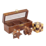 3 in 1 puzzle set , Teen Paheli with Burr, Star and Snake Cube Puzzle