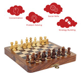Handcrafted Foldable Magnetic Chess Board Set For Kids & Adults | Buddhibal Wooden Satranj 7 inches | 6 Years +