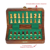 Handcrafted Foldable Magnetic Chess Board Set For Kids & Adults | Buddhibal Wooden Satranj 7 inches | 6 Years +