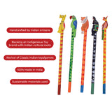 Handpainted Pencils Set of 5 | Wooden Rangeen Kalam | Collectible | Festive Gift For Kids