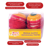 (Pack of 2) Wooden Spinning Tops | Wooden Lattu Bhawra Toy | 6+ Years | Festive Gift For Kids