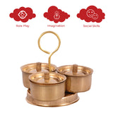 Brass Miniature Pretend Playset Trimukh, Collectible