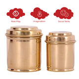 (Pack of 2) Miniature Ubhe Dabbe | Brass Toys | Collectible Pretend Playset