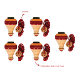 (Pack of 5) Spinning Tops | Wooden Lattu Bhawara | 6 Years + | Festive Gift For Kids