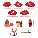 Desi Khel Pack of 5 Gift Set | Wooden & Tin Toys | Collectible Play Set | Return Gifts | Festive Gift For Kids