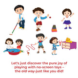 Desi Khel Pack of 5 Gift Set | Wooden & Tin Toys | Collectible Play Set | Return Gifts | Festive Gift For Kids