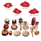 Khel Pani | Wooden Cooking Set Kitchen Set for Kids | 3 Year +