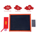 Wooden Framed Slate Board with Pencils & Duster