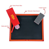 Wooden Framed Slate Board with Pencils & Duster