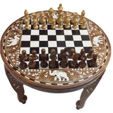 Handcrafted Inlay Wooden Round Square Table , Collectible