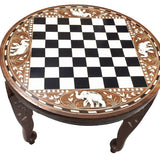 Handcrafted Inlay Wooden Round Square Table , Collectible