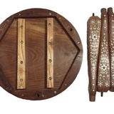 Handcrafted Inlay Wooden Round Square Table , Collectible