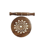 Handcrafted Inlay Miniature Wooden Rolling Pin / Chakla Belan-5 Inches Diameter