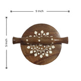 Handcrafted Inlay Miniature Wooden Rolling Pin / Chakla Belan-5 Inches Diameter