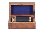Handcrafted Brass, Wood & Leather Telescope in Wooden Box