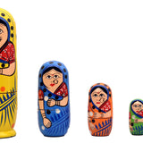 (Pack of 5) Russian Dolls | Handpainted Tin Nesting Wodden Dolls | Collectible | Festive Gift Set For Kids
