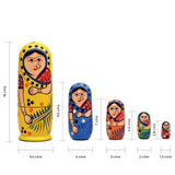 (Pack of 5) Russian Dolls | Handpainted Tin Nesting Wodden Dolls | Collectible | Festive Gift Set For Kids