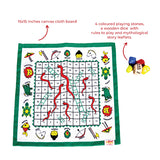 Dashavatar Snakes & Ladders/Saap Seedi, Classic Strategy Board Game with Canvas Fabric Board, Based on Indian Mythological Story