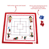 Bal Ganesha Nine Men Morris/ Navakankari, Classic Strategy Board Game with Canvas Fabric Board, Based on Indian Mythological Story