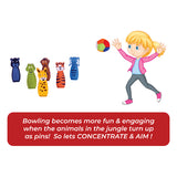 2 in 1 Bowling Cum Ring Toss Game - Jungle Bowling Game | Wooden Toys | 3 Years +