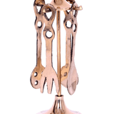 Brass Miniature Spoon stand pretend play set, Pital ka chamach stand, Collectible
